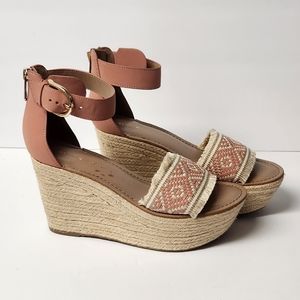 Tommy Hilfiger Terrin Ankle Strap Wedge Sandals, Light Pink Size 8